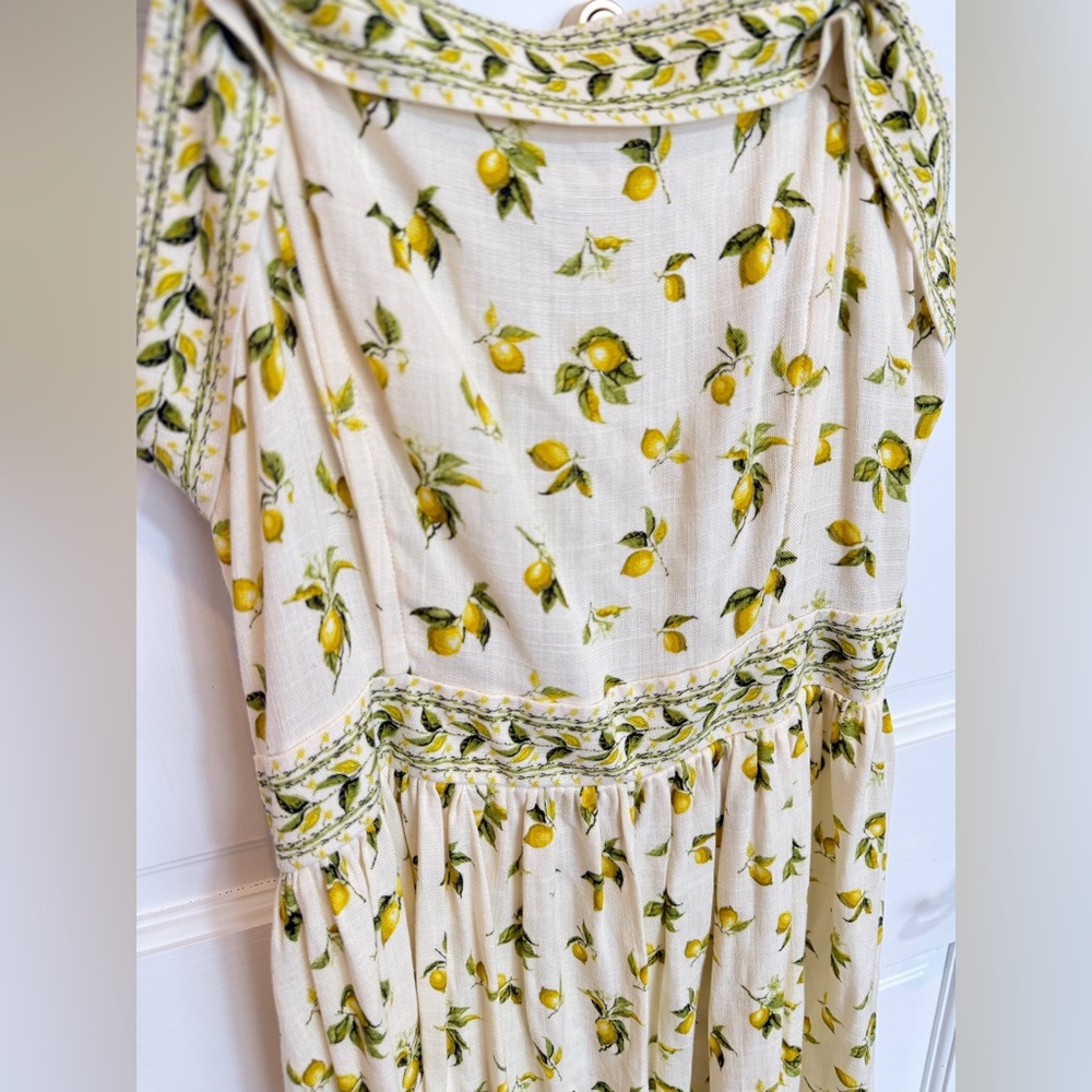 NWOT Max Studio White & Yellow Lemon-Print Sleeveless Midi Dress Size M - Picture 5 of 8